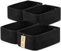 MiniArk Small Storage Baskets for Organizing | Closet Organizer Bins | Shelf Toy Basket | Woven Rope Baskets | Cube Decorative Box | Shallow Basket | 13x8.5x5.1” | 4 Packs Black by MiniArkStorageBasketsHome