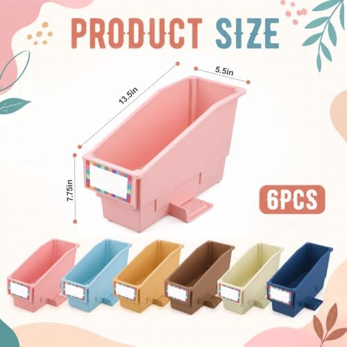 gisgfim 6 Pcs Non-Tip Book Bins with Stabilizer Wings (Boho) - Image 2