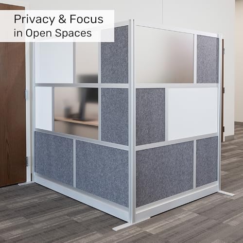 Workflow Modular Wall | Room Divider with Whiteboard, Sound Dampening, & Frosted Acrylic Panels | Expandable Office Partition for Privacy & Stability (53" x 70") - Image 4