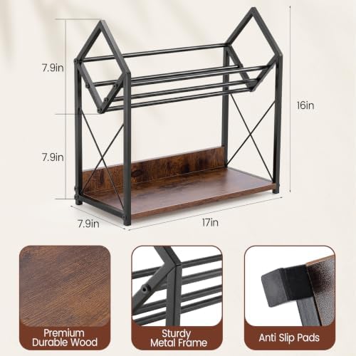 Desktop Bookshelf Organizer, 2 Tier Wood Desk Shelf for Tabletop Storage, Small Desktop Shelf for Office Home Dorm, Table Shelf Book Rack for Books/Supplies/Decor Display (Black) - Image 3