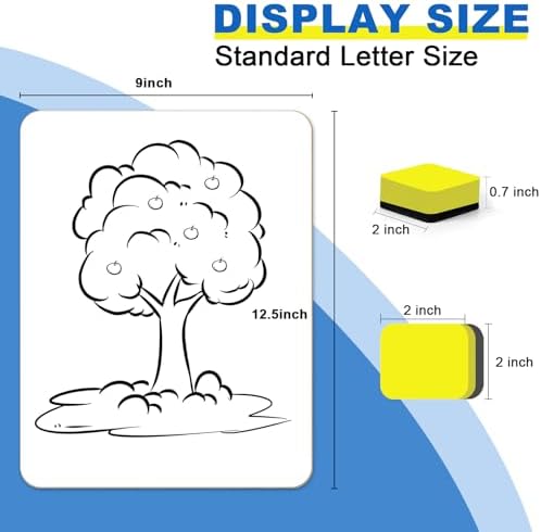 Dry Erase Lapboards, HERKKA 15 Pack Double Sided Small Dry Erase Whiteboards 9 x 12.5 Inch with 15 Erasers, Small Dry Erase Boards for Classroom Teacher Supplies, Personal White Boards for Students - Image 2