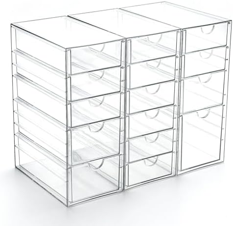 Prsildan 15 Drawers Teacher Toolbox Acrylic Containers, Set of 3 by Prsildan