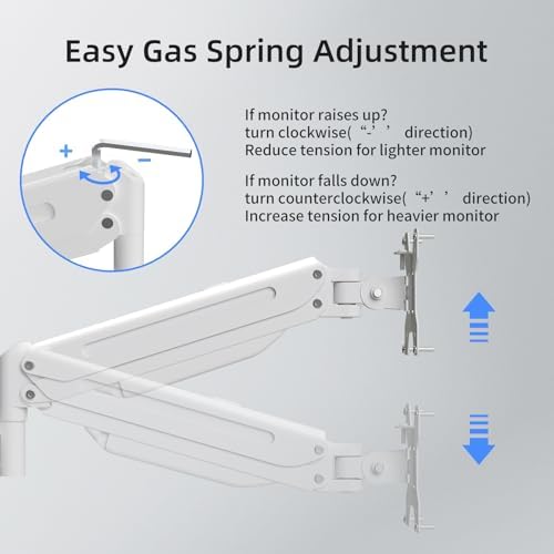 suptek Triple Monitor Mount for Most 17 to 32 inch Screens,Gas Springs Adjustment Triple Monitor Desk Mount Stand with Clamp & Grommet Kit,White(MDX003W) - Image 4