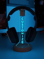 YuanDian Headphone Stand, Personalized Light up Wood Headset Holder for Desk, Gaming Headset Wood Holder RGB with 7 Color Lights for Game Room Decor, Cool Gamer Gifts for Men Boyfriend by YuanDian