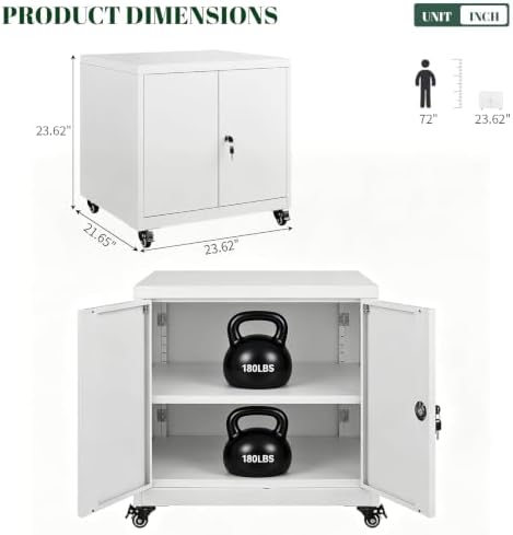 23.6"H Locking Printer Cabinet with Storage & Adjustable Shelf - Image 2
