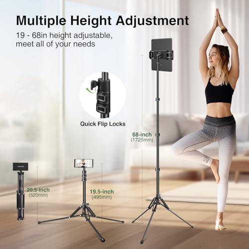 elitehood 65in Portable & Lightweight Aluminum iPad Tripod Stand for Music - Image 2