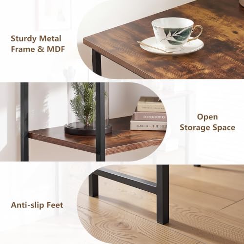 VECELO Small Corner Computer Desk 33 x 30 inches with Storage Shelves for Small Spaces,Triangular Shape,Brown - Image 5
