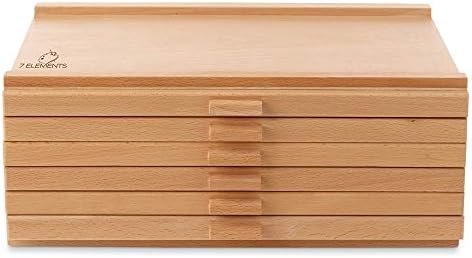 7 Elements 10 Drawer Wooden Artist Storage Supply Box for Pastels, Pencils, Pens, Markers, Brushes and Tools - Image 5