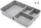 Welaxy Junk Drawer Organizer bin 4 Compartments Office Organizers Bins Felt Trays Drawers 2 dividers Multi-Purpose Storage (Grayx2) - Image 3