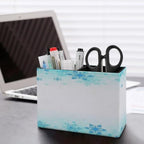 PU Leather Multi-Compartment Pen Holder Desktop Organizer Pencil Cup Storage Caddy for Office Home Supplies Winter Background for Design with Copy Space - Image 5