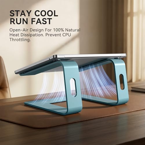 SOUNDANCE Laptop Stand, Aluminum Ergonomic Desk Riser, 10-15.6", Navy Blue - Image 2