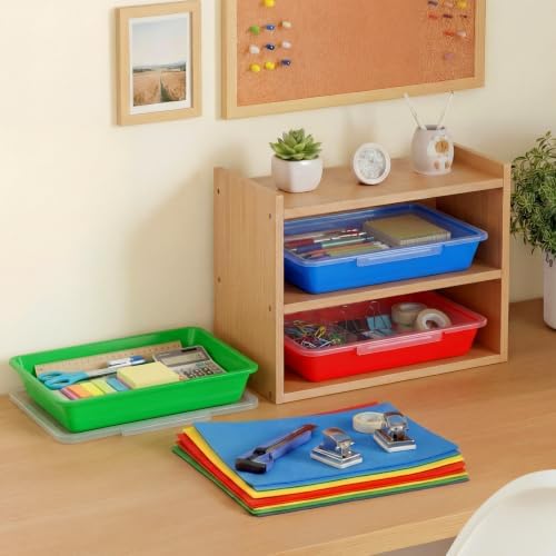 Tinlade 6 Pcs Classroom Paper Storage Bins with Lids, 13x10, Rainbow - Image 6