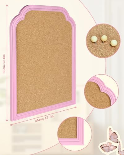 Cork Bulletin Board, 17.7"*23.6" Pin Board with Pink Frame, Decorative Hanging Message Board for Home Office School - Memos, Notes, Photos, Vision Board(PK-4560) - Image 2