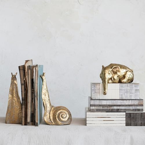 Creative Co-Op Decorative Distressed Cast Metal Snail Bookends, Gold - Image 3