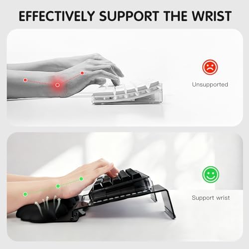 Black Acrylic Keyboard Stand with Wrist Rest，Detachable/Adjustable Width - Image 5