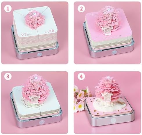 Time Piece Calendar, 2027 Desk Calendar with LED Light, 3D Tear-Away Paper Carving Art Memo Pad Notepad Gift for Christmas Housewarming Desktop Decoration(with Calendar & Light) - Image 7