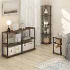 Furinno Turn-N-Tube Corner Shelf, 5-Tier Corner Bookshelf, Open Storage Shelves, for Organization and Storage, Living Room, Home Office, Garage, Bedroom, Amber Oak - Image 5