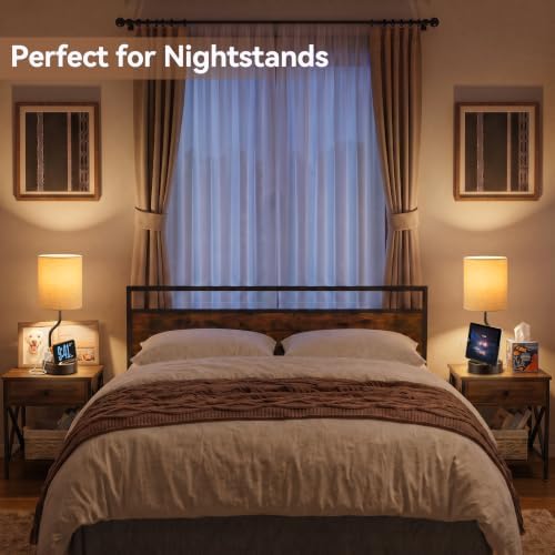 Fenmzee Bedside Lamps for Bedroom Set - 18" Beige Table Lamp for Nightstand - Image 5