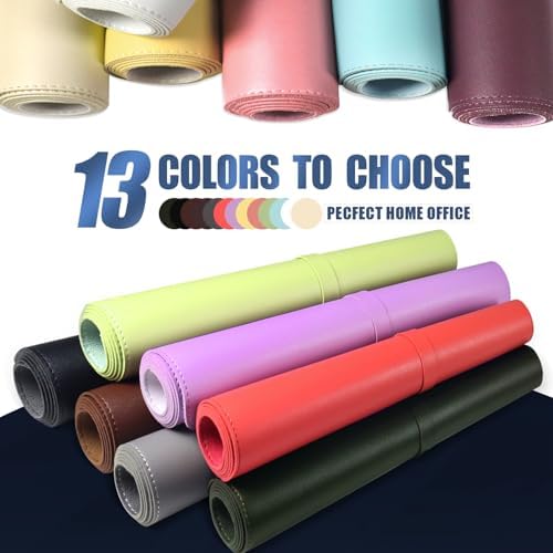 Leather Desk Pad Protector, 47.2'' x 23.6'', Suede Base Sewing Desk Blotter, Non-Slip Office Mat, Waterproof Writing Pad for Home and Office - White - Image 6