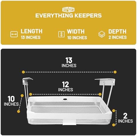 Everything Keeper - Organizer for Home, Kitchen, Bathroom, RV, Small Spaces - Storage Organizers - Compact Metal Basket - Under Cabinet Holder - Easy Install - Holds Strong - 13 x 10 x 2.5 in - Image 6
