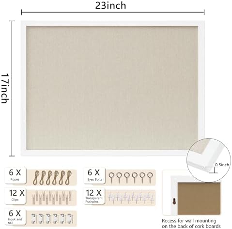 DAHAPYBOO Cork Board with Linen White 2Pack,Bulletin Board 23"x17" - Image 3