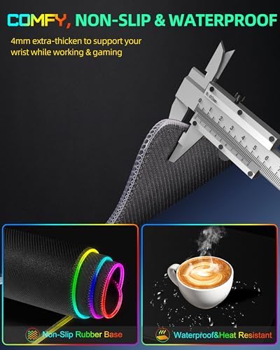 15W Wireless Charging RGB Mouse Pad, 31.5"x15.7", XXL Gaming Desk Mat - Image 5