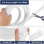 uxcell 20 Ft - 3/4 Inch Split Sleeving, Braided Cable Sleeving, PET Cable Management Wire Sleeve Cord Protector, Wire Wrap Loom Tube for Office Home Devices, White - Image 3