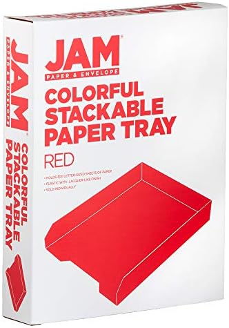 JAM PAPER Stackable Paper Trays - Red - Desktop Document, Letter, & File Organizer Tray - 2/Pack - Image 5