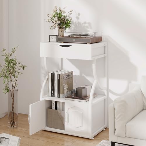 Natwind 3 -Tier Rolling Printer Cabinet with File Storage,23.6"x15.8",White - Image 6