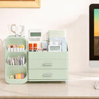 HBlife Desk Organizer with Pen Pencil Holder for Desk, Pen Organizer with 2 Drawers, Desk Organizers and Accessories with 4 Compartments, Desktop Storage for Office Home School Art Supplies, All Green - Image 3