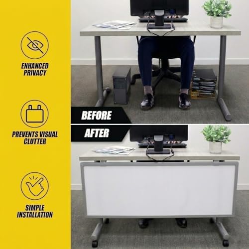 OBEX Polycarbonate Table Mounted Modesty Panel Easy Install Privacy Shields for Reception, Office, and Student Desk, 24" x 48", White - Image 3