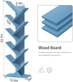 10 Tier Tree Book Shelf, Floor Standing Wood Bookshelf for Narrow Space - Image 3