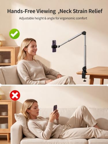 Desk Phone Stand, Dual Telescopic Arms, 2in1 Clip & Magnetic Head - Image 6
