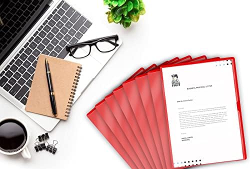 Red Vinyl Folders, Heavy Duty Plastic Folders with Clear Front Pocket, Doctor Stuff, Letter Size L-Type Document Holder for Home, Office and Medical, Pack of 100 - Image 5