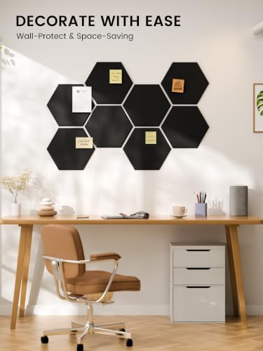 Fluxynara 8-Pack Hexagon Felt Bulletin Board Tiles, Black-1 - Image 6