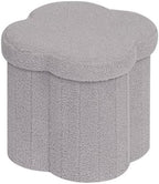 B FSOBEIIALEO Storage Ottoman Cube, 15" Flower Shaped Ottomans, Grey by BFSOBEIIALEO