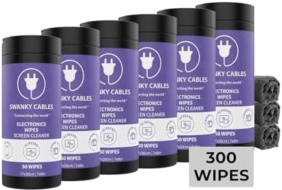 Swanky Cables Screen Cleaner Wipes: Electronic Wipes for Screens - Computer Screen Wipes for Lens, Phone, Tv Screen and Monitor Cleaning - Tech Wipes & Microfiber Cloth (Canister, 300 Count) by SWANKYCABLES