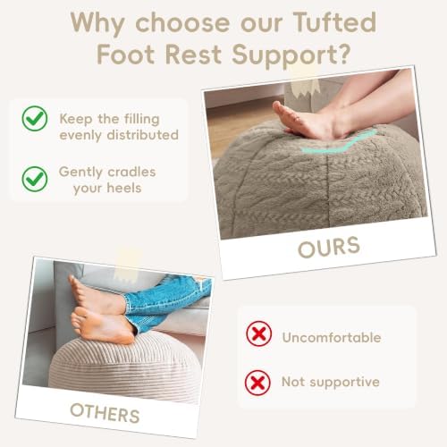 Hobestluk Stuffed Pouf Ottoman Footrest, Round Footstool,Small,Brown - Image 4