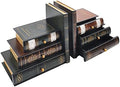 Vintage Wooden Bookends with Drawers – Decorative False Book Shelf Organizer for Home, Office, or Library (311) by POWERUNICOFLOWER