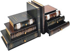 Vintage Wooden Bookends with Drawers – Decorative False Book Shelf Organizer for Home, Office, or Library (311) by POWERUNICOFLOWER
