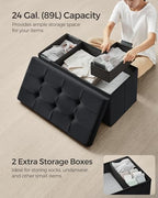 SONGMICS Storage Ottoman Bench, 30 Inches Velvet Foldable Foot Rest - Image 5