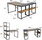UNICOO® 3 Combination L Shaped Corner Desk with Shelves, Computer Desk with Drawers, Home Office Writing Study Bookshelf Desk Combo, Multi-Function 4 Tier Reversible Storage Bookshelf (XJH-2402) - Image 3
