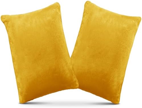 1 MIDDLE ONE 2 Pack Small Pillow, Memory Foam Mini Pillow 11 X 7 Inches for Travel, Sleeping, Nap and Neck, Knee, Lumbar Support, Tiny Cushion for Pet, Dogs (Golden Yellow) by 1MIDDLEONE