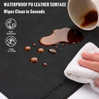 HAUTOCO Cork Desk Mat 48''x19.7'', Distressed PU Leather & Cloth Desk Pad - Image 4