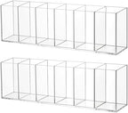 2 Pcs Acrylic Makeup Brush Holder 6 Compartments Pen Organizer, Clear by Juexica