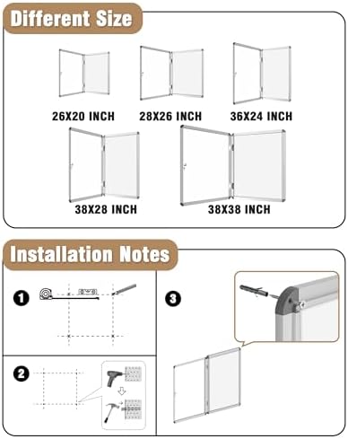 Mifuro 38"x38" Enclosed Bulletin Board, Lockable Weather-Resistant Aluminum Noticeboard for School & Office, Silver Frame w/Magentic Whiteboard - Image 4