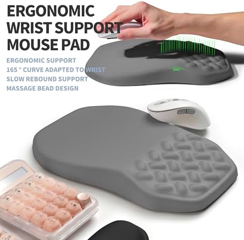 2-in-1 Ergonomic Set, Wave Keyboard Wrist Rest and Massage Slope Mouse Pad Wrist Support, Rebound Memory Foam for Relieve Carpal Tunnel Syndrome and Wrist Pain (Dark Grey) - Image 3