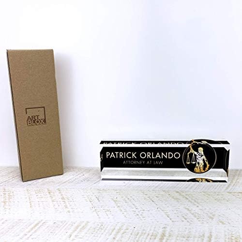 Artblox Office Desk Name Plate Personalized | Custom Name Plates for Desks | Lawyer Design On Clear Acrylic Glass | Office Desk Decor - (8" x 2.5") - Image 6