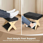 Double Step Foot Rest Under Desk, Ergonomic Wood Foot Stool with PU Cushion Top, Desk Foot Rest for Office Chair, Under Desk Footrest Stool for Work, Leg Rest Support (Natural Wood) - Image 2