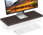 Monitor Stand Riser, 25x10 in Wood & Acrylic Computer Desk Organizer Shelf by SSWOOD